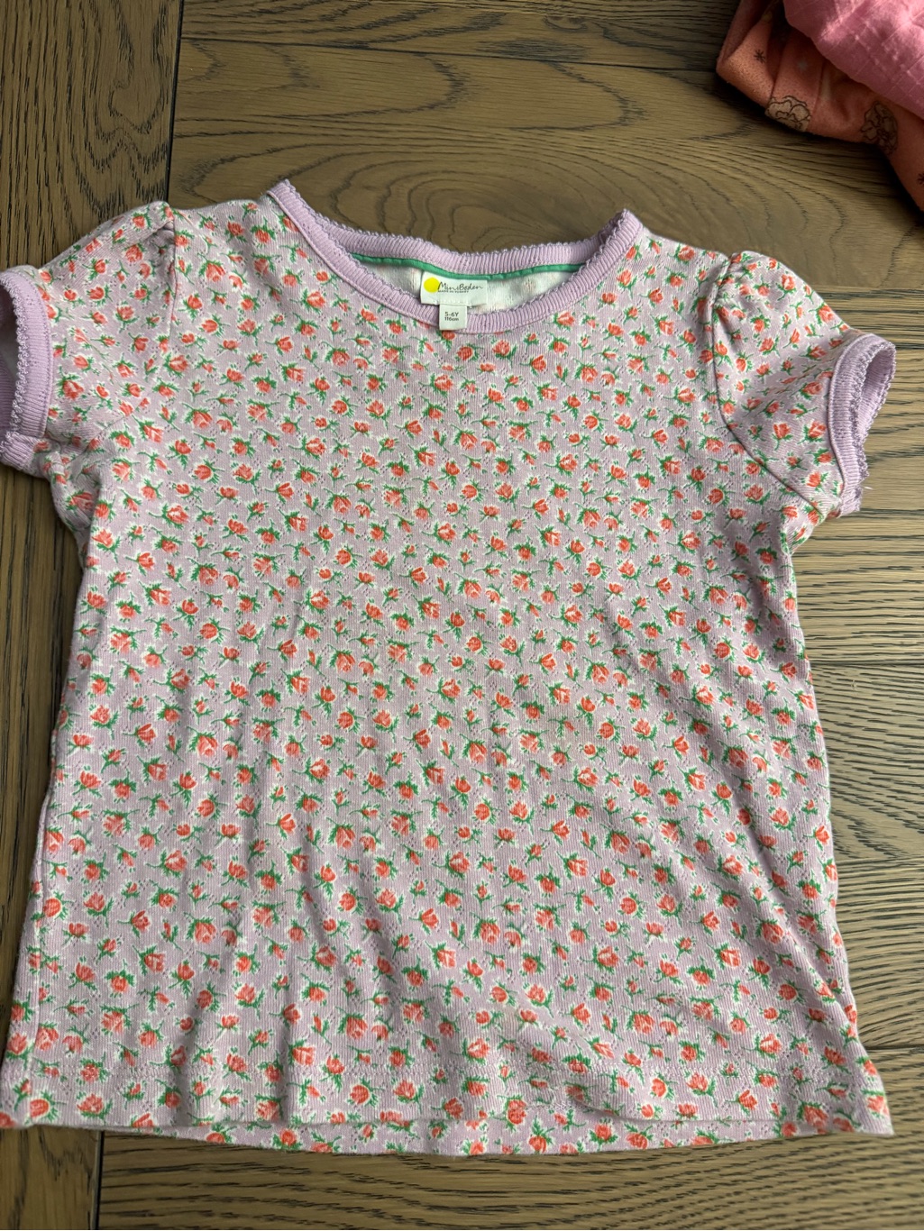 Girls Lavender Floral Short Sleeve Tee - Unknown Brand